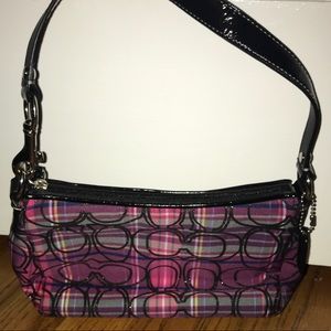 Signature poppy tartan Coach small hobo bag